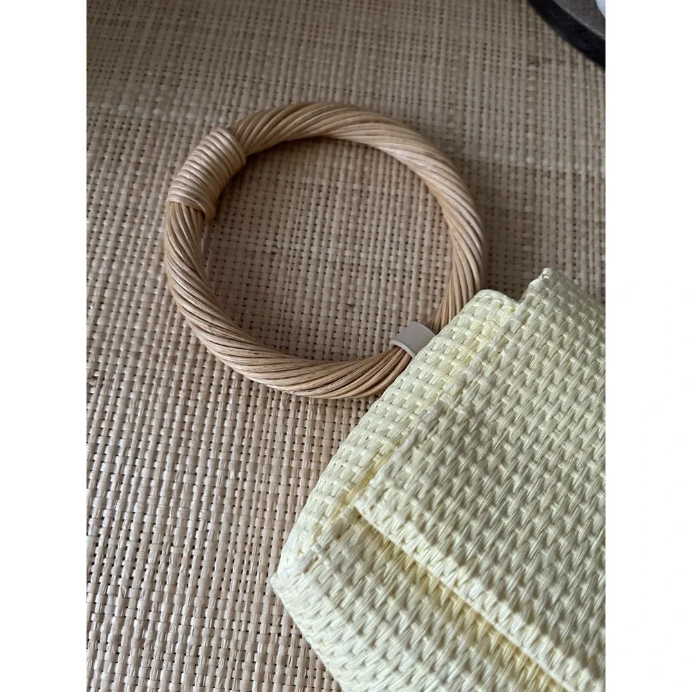 A New Day Straw Bracelet Pouch Clutch Purse Yellow Mini Bag